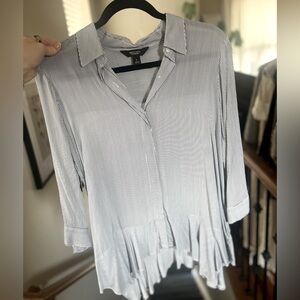 Simply Vera|Vera Wang Blouse with Tiny Stripes and Flowy Hem
